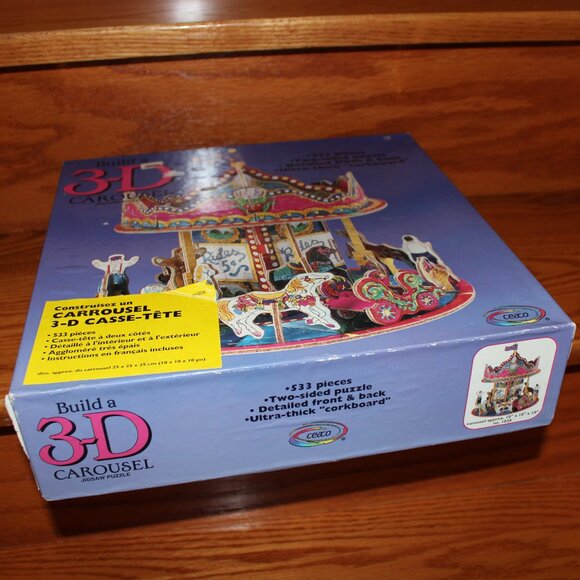 3/$77❤️sealed vintage 1994 Ceaco 3D Puzzle Carousel Horses Two-sided Corkboard - Picture 6 of 6